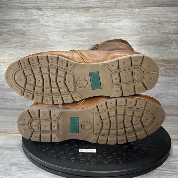 Vintage Timberland Women’s work Brown Two tone Leather Moc Toe Boots Size 7.5 - Picture 10 of 10